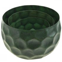 Itens Vaso decorativo de metal verde vintage plantador Ø25 / 20,5 / 16,5 cm conjunto de 3