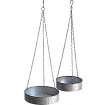 Vaso de plantas para pendurar, vaso de metal com corrente prateada, cor cobre Ø30/40m A9/9,5cm L98/112cm