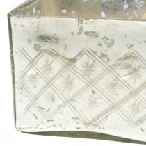 Frasco de vidro com tampa decoração em vidro surrado champanhe 14×14×14,5cm