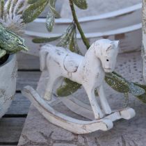Cavalo de baloiço decorativo Natal branco castanho 26x6x23cm
