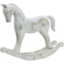 Cavalo de baloiço decorativo Natal branco castanho 37x8x32cm