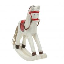 Itens Cavalo de balanço madeira vermelho, branco 19 cm x 15 cm