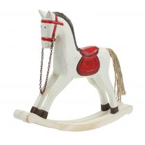 Itens Cavalo de balanço madeira branco, vermelho 25 cm x 20,5 cm