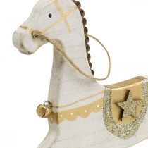Itens Madeira de cavalo de balanço, decoração de Natal branco dourado Alt.24cm
