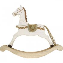 Itens Cavalo de balanço de madeira, decoração de Natal Branco Dourado H32.5cm