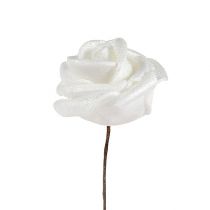 Rosas de espuma brancas com madrepérola Ø2,5cm 120p