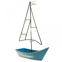 Itens Lanterna navio metal decoração marítima azul 38x14x55cm