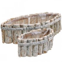 Tigela para plantas, caixa para plantas em madeira, jardineira L37,5/28cm H10/9cm conjunto de 2