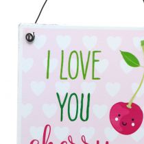 Itens Placa decorativa "Cereja" 17cm x 12cm (4 unidades) - Placa decorativa com uma declaração de amor em forma de cereja.