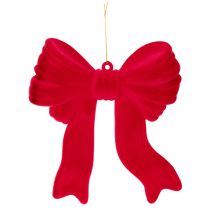 Itens Laço decorativo vermelho para pendurar, decoração natalina aveludada, 22 cm