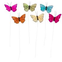 Itens Borboletas decorativas em arame para decoração de mesa colorida, 7 cm, 12 peças