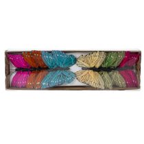 Itens Borboletas decorativas em arame para decoração de mesa colorida, 7 cm, 12 peças