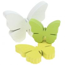 Itens Borboleta de madeira branca / amarela / verde 3cm - 5cm 48pcs