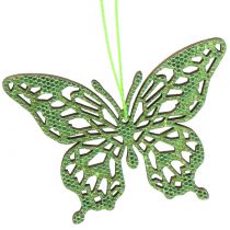 Decoração hanger borboleta verde glitter 8cm 12pcs