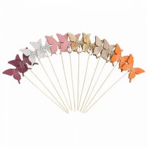Itens Plugue de flor de madeira borboleta colorido 9cm/29cm 12 unidades
