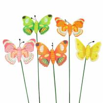 Itens Plugue de flor borboleta de madeira classificado 7,5 cm 16 unidades