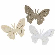 Itens Borboleta Madeira Branco, Creme, Marrom Sortido 4cm 72pcs Decoração de Mesa Primavera