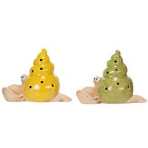 Itens Caracol decorativo de cerâmica com iluminação LED. Decoração divertida para mesa, casa e varanda. 12 cm, 2 peças.