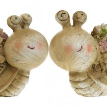 Caracol com flores decoração de verão caracóis de jardim marrom/rosa/verde 9,5cm conjunto de 2