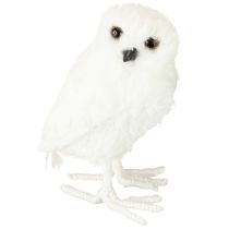 Itens Coruja-das-neves decorativa branca com pelos e penas, 15,5 cm, 2 peças