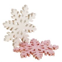 Itens Floco de neve 4cm rosa/branco com glitter 72 un