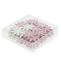 Itens Floco de neve 4cm rosa/branco com glitter 72 un