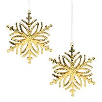 Metal floco de neve ouro 10cm 4uds