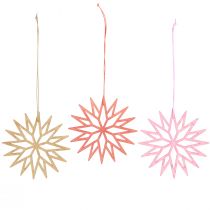 Itens Enfeites de Natal de madeira em forma de floco de neve, laranja, 10 cm, conjunto com 12 peças.