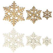 Itens Flocos de neve decoração de madeira branco natural 3/5/7 cm sortidos 36 peças