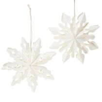 Itens Decorações de Natal em forma de floco de neve, feitas de papel, brancas, 15 cm, 4 peças.