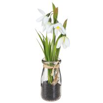 Itens Snowdrops artificial em vidro flores artificiais branco 22,5cm 2pcs
