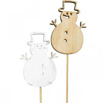 Flor plug decoração de natal boneco de neve madeira 7cm 12uds