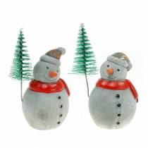 Boneco de neve de Natal com abeto cinza concreto, colorido 9cm - 11cm 4pcs