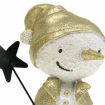 Itens Figura de decoração boneco de neve branco/ouro 7,5 cm 4 unidades