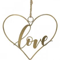 Lettering Love coração deco metal dourado para pendurar 27cm