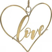 Lettering Love coração deco metal dourado para pendurar 27cm