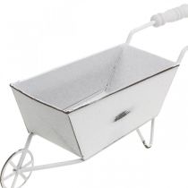 Mini carrinho de mão, decoração de mesa, decoração de verão shabby chic marrom, branco Alt 7,5cm L25cm