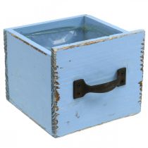 Itens Caixa de plantas gaveta de madeira azul claro gasto 12,5×12,5×10cm