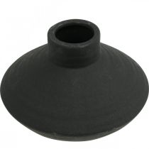 Itens Vaso de cerâmica preta vaso decorativo plano bulboso H12.5cm