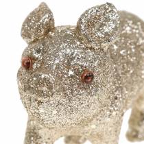 Porco decorativo glitter champagne 10cm 8pcs