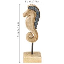 Itens Decoração cavalo marinho com pérolas madeira de manga decoração marítima 20cm