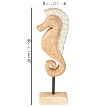 Itens Decoração cavalo marinho com pérolas, decoração de mesa marítima, madeira, 28 cm