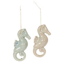 Itens Decoração suspensa em forma de cavalo-marinho para sala de estar e banheiro, estilo marítimo de verão, 15 cm, 2 peças.