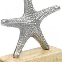 Estrela do mar de metal, decoração marítima, escultura decorativa prata, cores naturais H18cm