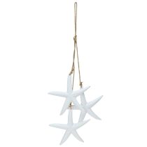 Itens Decoração estrela do mar decoração marítima madeira para pendurar branco com 3 estrelas 46cm