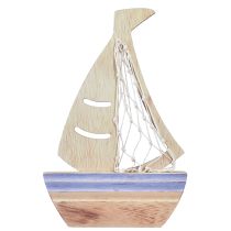Itens Suporte para decoração de veleiro madeira natural azul claro 25,5×16,5cm 3 un
