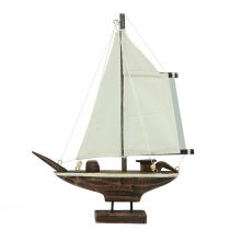Itens Barco à vela decoração navio madeira de pinho marrom 32×5×41cm