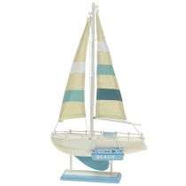 Itens Veleiro de madeira Deco azul, branco H41.5cm