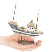 Itens Decoração de navio, estilo marítimo, madeira com suporte, 20 cm