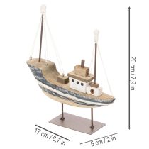 Itens Decoração de navio, estilo marítimo, madeira com suporte, 20 cm
